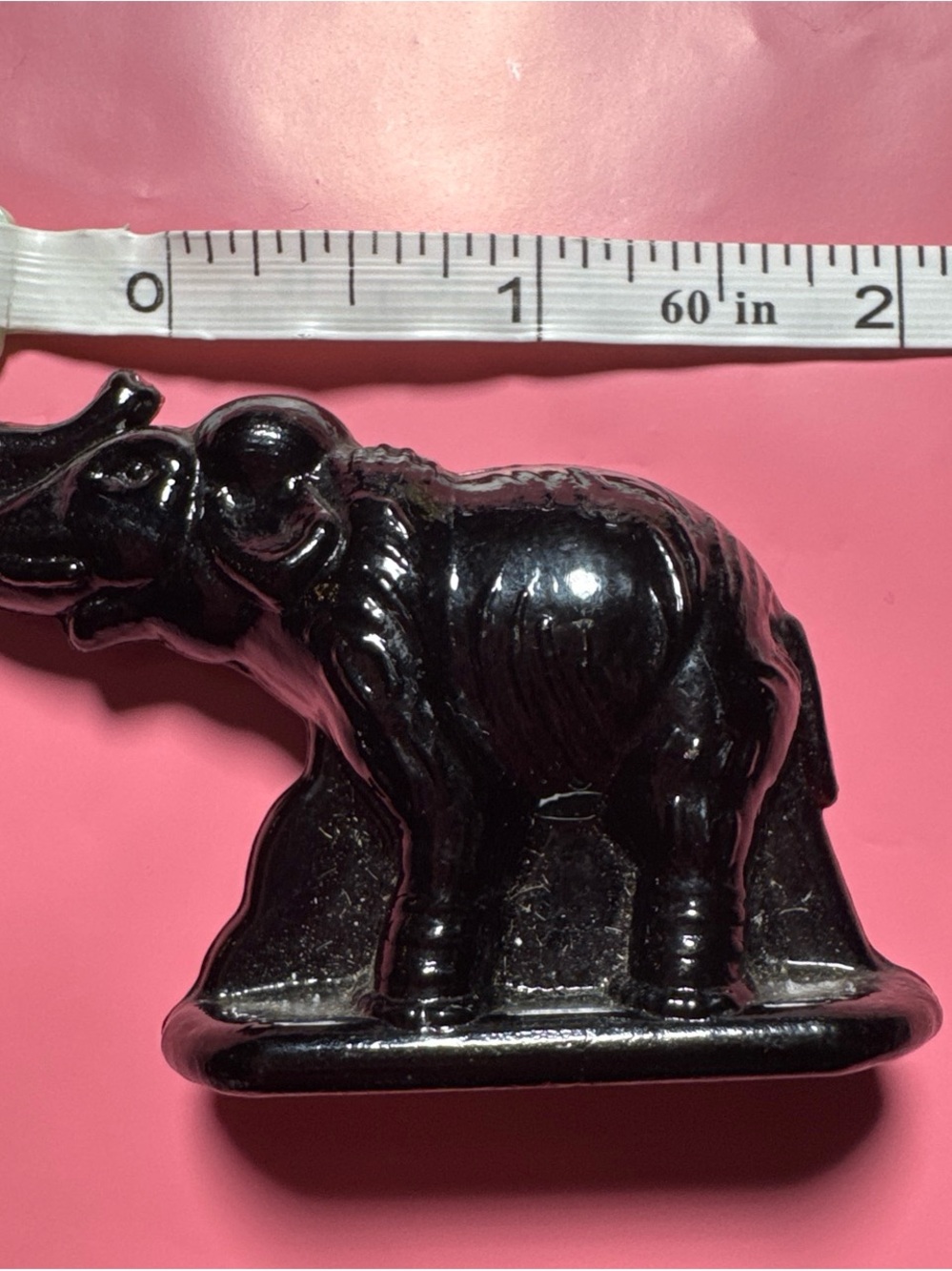 Black glass Elephant Figurine - Small Decorative Statue